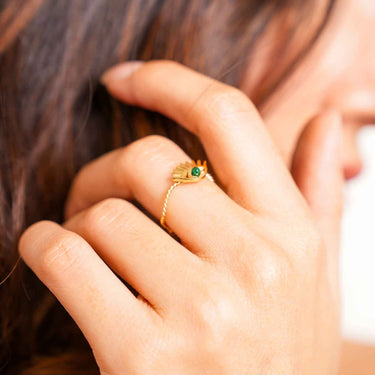 Delicate Evil Eye - Adjustable Ring | Nish HairX Evil Eye Jewel