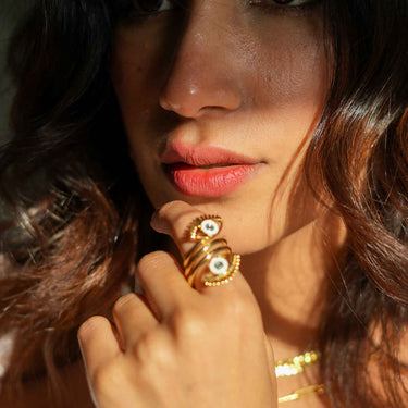 Dual Evil Eye Coiled Ring | Nish Hair X Evil Eye Jewel
